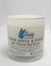Blue Butterfly Soy Candle - Warm Apple & Peach 10 Oz
