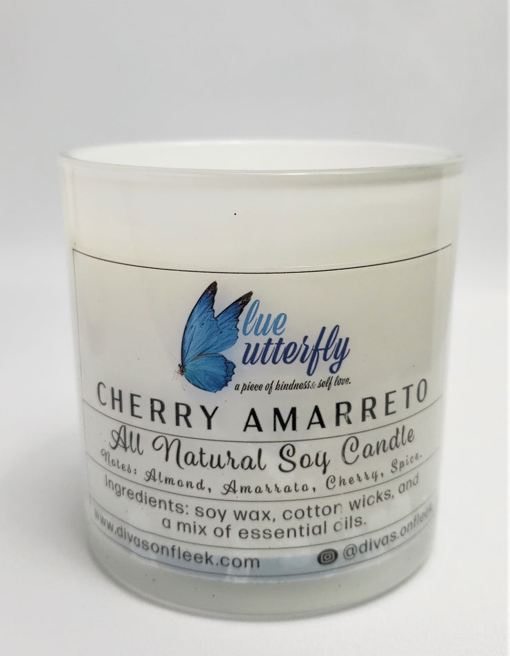 Blue Butterfly Soy Candle - Cherry Amarreto 10 Oz