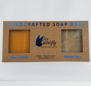 Blue Butterfly Handcrafted Soap Bars - Gift Box 4 pcs - Citrus + Oatmeal (FREE SOAP TRAY)