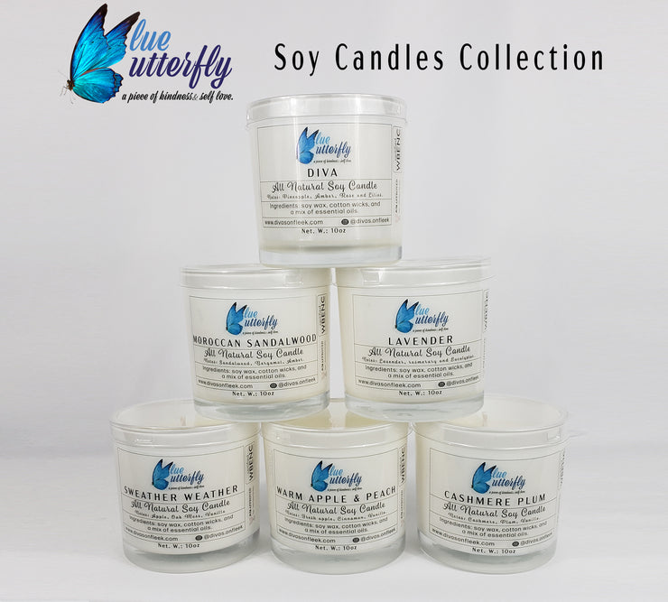 Blue Butterfly Soy Candle - Diva 10 Oz
