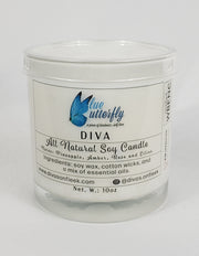 Blue Butterfly Soy Candle - Diva 10 Oz