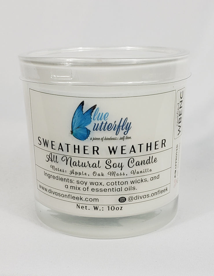 Blue Butterfly Soy Candle - Sweather Weather 10 Oz